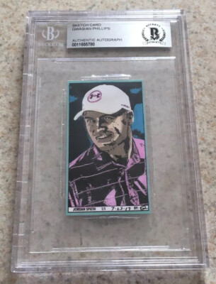 Jordan Spieth Golf Nike PGA Original Art Sketch Card Beckett BAS True 1/1