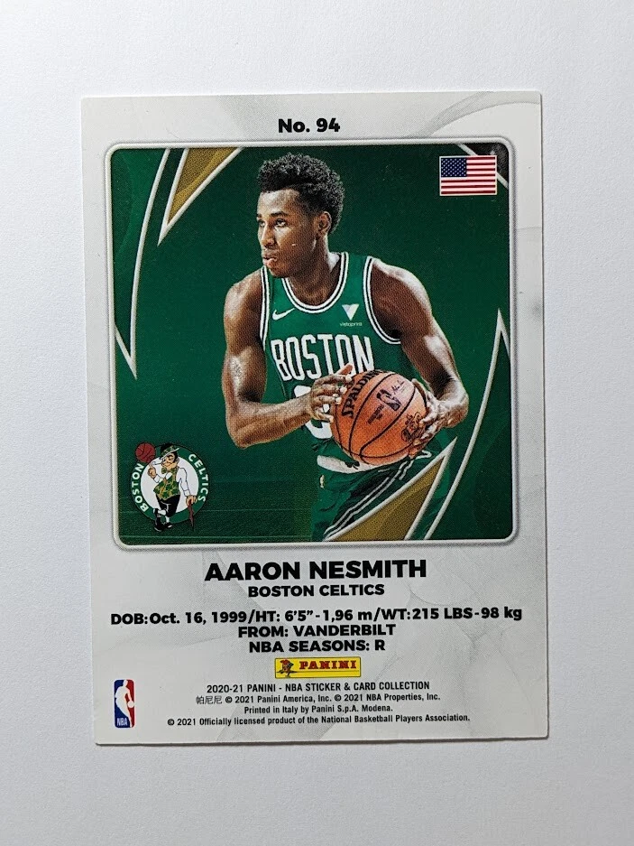 2020-21 Panini Sticker & Card Collection Aaron Nesmith #94 Rookie RC - Image 2 of 2