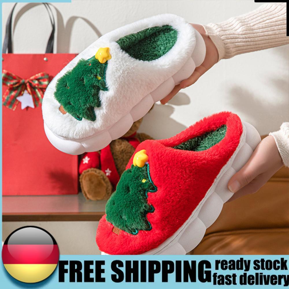 APL Flat Thermal Slippers Fluffy Home Slippers Cute Tree Slippers for Autumn Winter