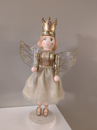 Ballerina 14"" prugna zucchero fata oro principessa angelo schiaccianoci in legno di Natale - Foto 1 di 10