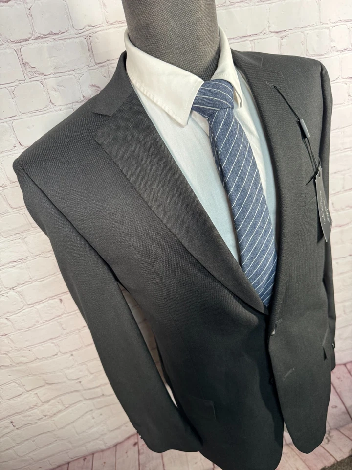 NUEVO ANDREW MARC Para Hombres Negro ATHLETIC FIT Traje Abrigo Deportivo Blazer Chaqueta 42R Foto 3 de 4