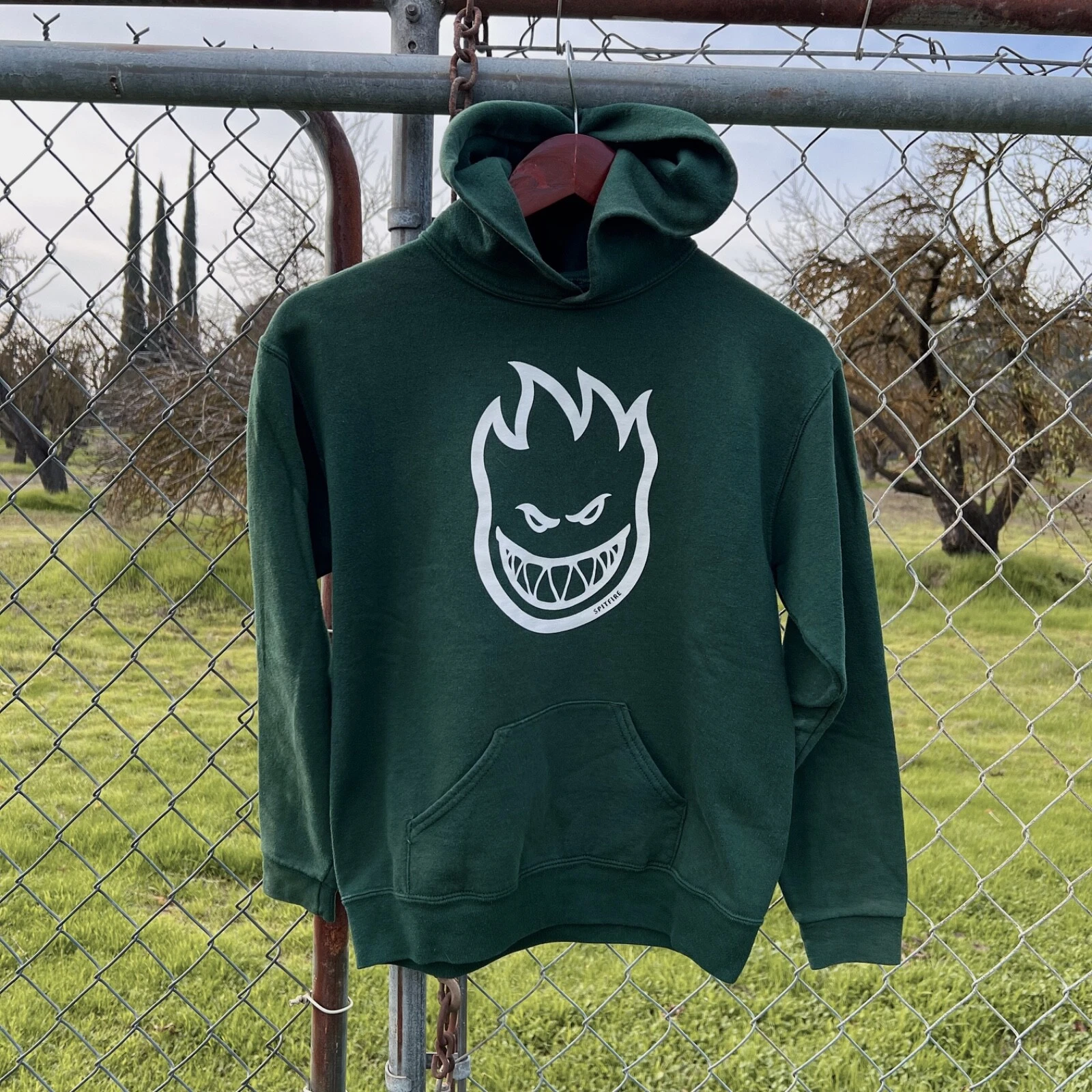 Sweat à capuche vert vintage Y2K Spitfire The End taille S Supreme Skate Bones Brigade