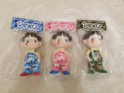 Fujiya Soft Vinyl figure Collection BAPE Peko-chan GREEN/PINK/BLUE