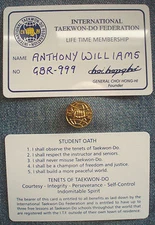 ITF TAEKWONDO LIFE MEMBERSHIP - Benefits include ID Card, Badge and FREE LESSONS