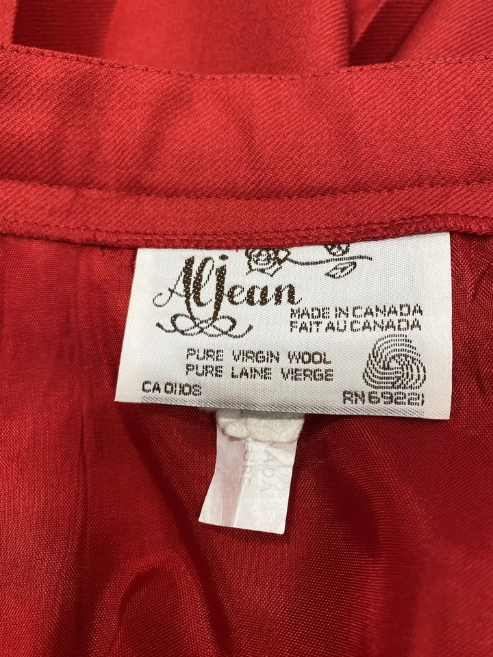 Vintage Pleated Skirt SIZE SMALL red wool long modest ALJEAN Canada 70s 80s - Image 3 of 4