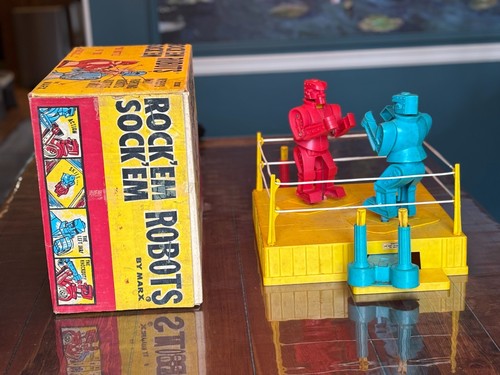 MARX ROCK'EM SOCK'EM ROBOTS SET BOXED 1966 ORIGINAL COMPLETE WORKS - Picture 3 of 10