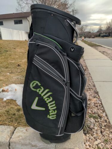 Callaway 14-Way Golf Cart Bag w/ Strap Black Lime Green White - Afbeelding 1 van 7