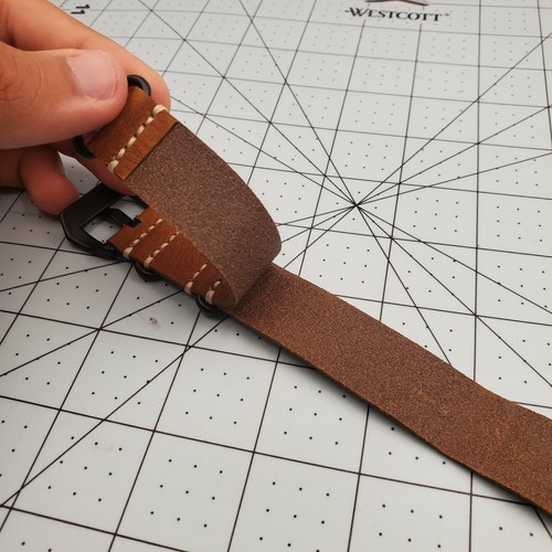 20mm LIGHT BROWN Genuine Leather Watch Band Strap BRACELET One piece HEAVY DUTY - Picture 9 of 10