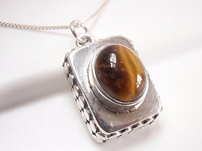 Tiger Eye 925 Sterling Silver Pendant Brown Corona Sun Jewelry c51e