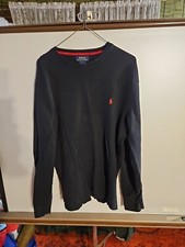Polo Ralph Lauren Unisex Cable Knit Crew Neck Sweater Black 100 Cotton Size L