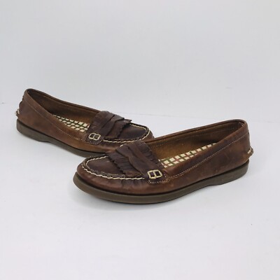 Sperry Top Sider Kiltie Casual Loafers 9294711 Brown Leather Women’s Size 