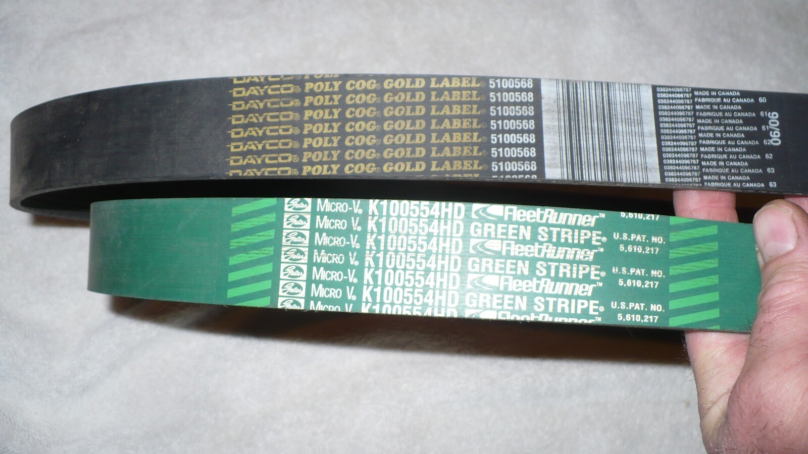 Gates K100554HD and Dayco 5100568 serpentine supercharger belts 13/8