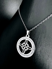 Hexen Knoten Anhänger Edelstahl Kette Damen Schmuck Magie Zauber Biker C11F