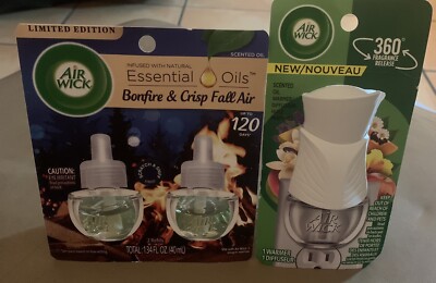 Air Wick Essential Oils Refill Bonfire & Crisp Fall Air, 2pk Warmer Holiday