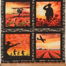 World War Heroes Lest We Forget 4097B Cotton Quilting Fabric 24 Inch Block Panel