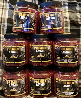 New - Lot Of 8 GAME FACE ASP512 Premier Ammo .12-Gram Red Airsoft BB s 5000/per