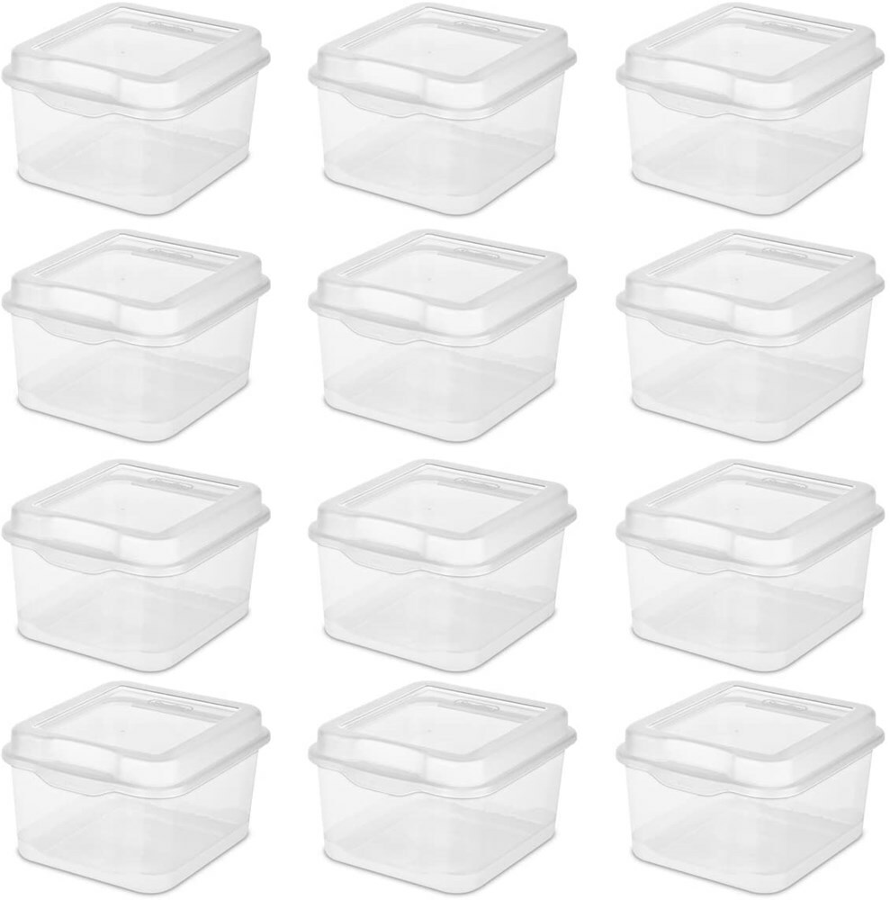 Sterilite 18038612 Flip Top, Clear, 12-Pack