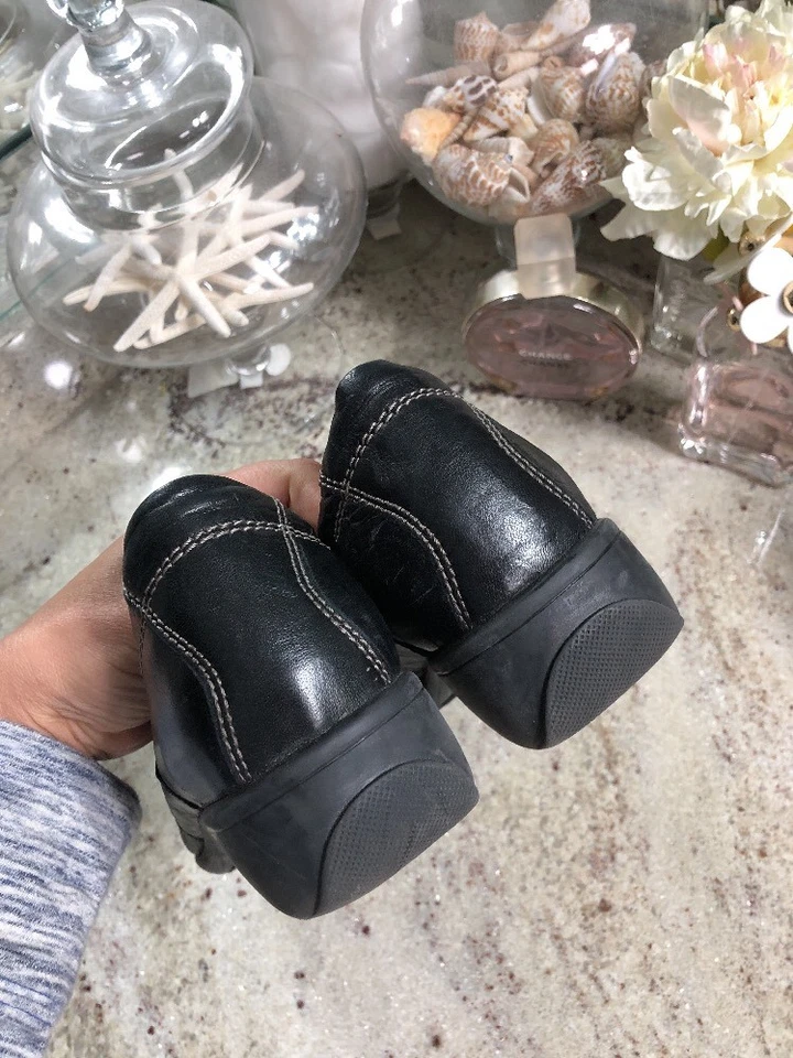 Женские черные кожаные мокасины Sanita VLCRO Mary Janes размер 40 сабо каблук туфли 9-9,5 - Изображение 3 из 4