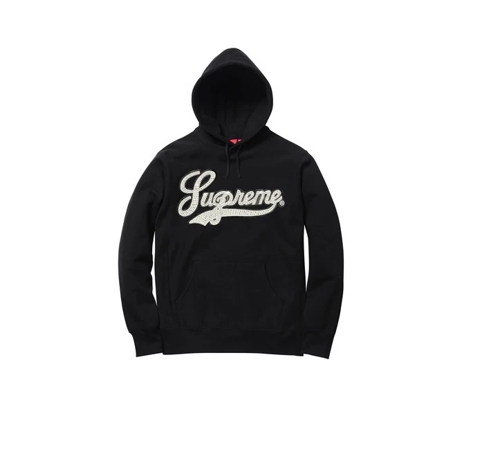 Supreme Sweat à Capuche en Cuir Clouté Script, Boîte Logo CDG Homme Noir Moyen
