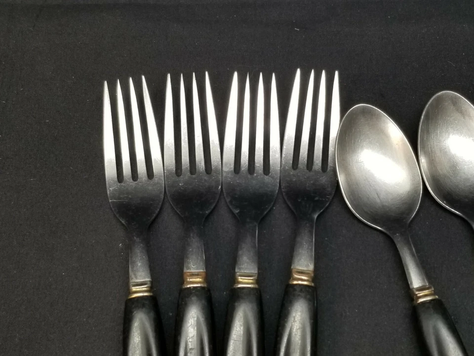 Lote de 12 cubiertos de acero inoxidable de China de por vida diseño de mango negro Foto 2 de 4