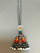 VINTAGE NATIVE AMERICAN HAND MADE SEED BEAD KACHINA DOLL NECKLACE GIRL CHIEF
