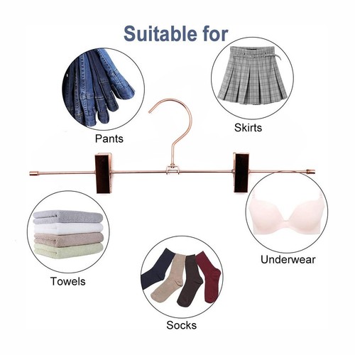 Rose Gold Pants Trousers Clothes Hangers Shiny Metal Wire Clips Hangers 30PCS - Picture 3 of 14