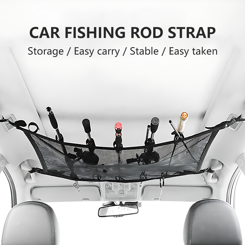 Car Fishing Rod Strap Vehicle Rod Carrier Storage Net Fishing Pole
