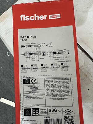 Fischer FAZ II Plus 12/10 Through Bolt M12 x 110mm Zinc Plated 564586 ...