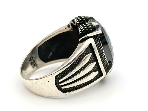 Handmade Men's 925 Sterling Silver Ring 10.5 Black Onyx - Picture 4 of 6