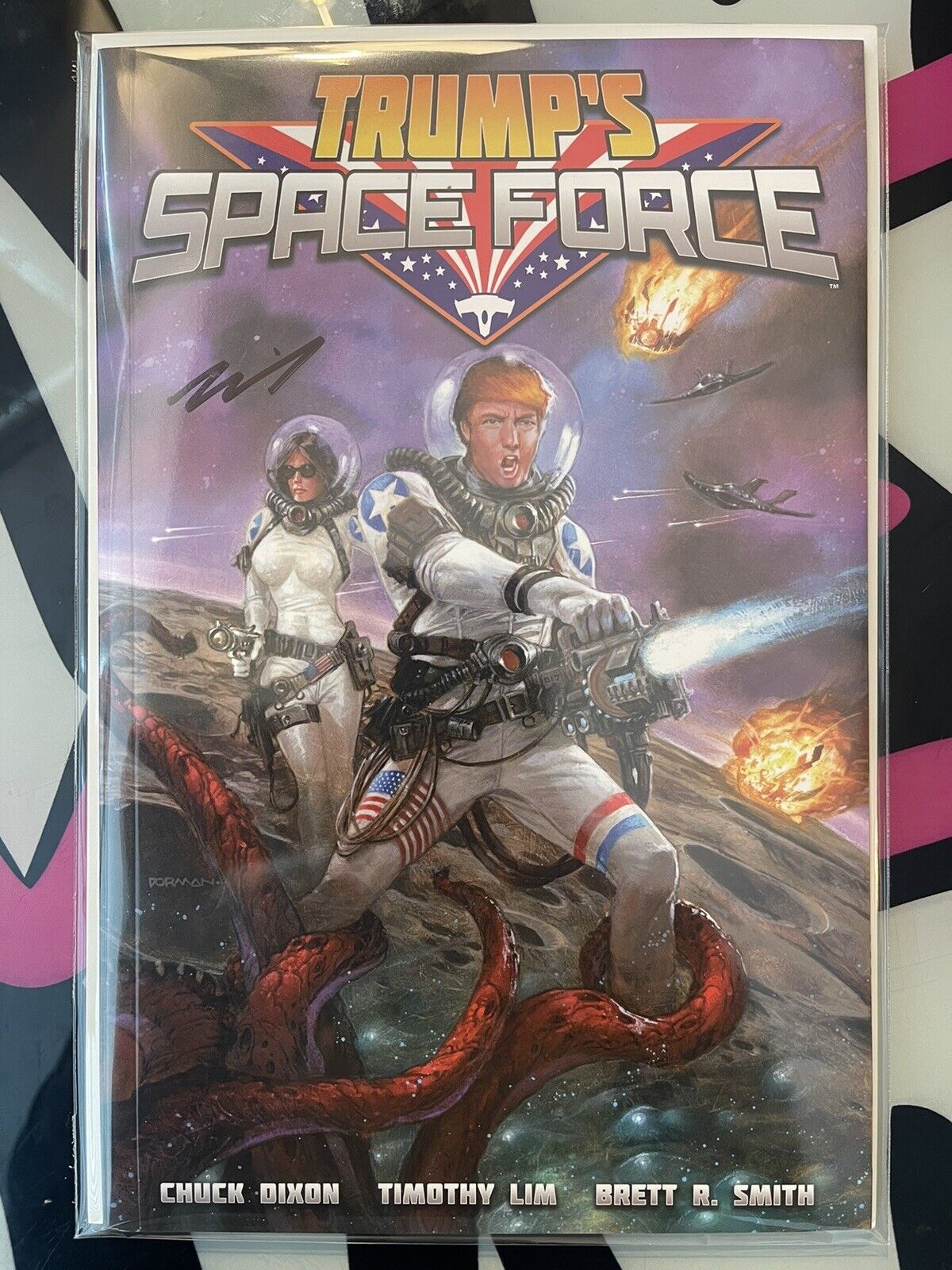 Trump’s Space Force #1 Signed By Tim Lim w/ Trading Card & Patch (2019)