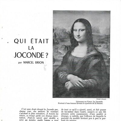 Who was the Mona Lisa? - 1955 Press Cut Item