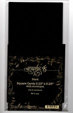 Graphic45 BLACK SQUARE 5.25"x5.25" CARD ENVELOPE SET scrapbooking 6 card 6 env