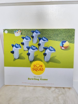NIB Kids' Sun Squad Inflatable Shark Bowling Game for Ages 6+ Outdoor Fun