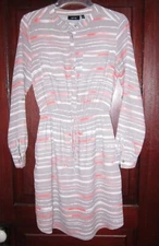 APT. 9 2 S Shirt Dress Tunic Popover Cinched Drawstring Pockets Roll Tab Striped