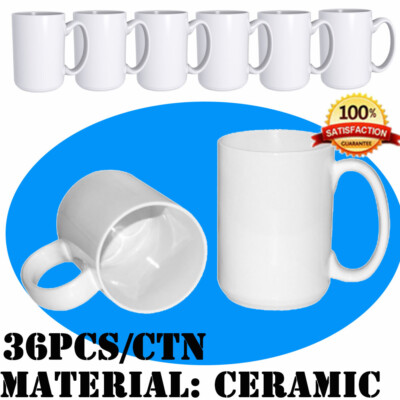 36 Pack 15OZ Sublimation White Ceramic Mug Blanks Coffee Cup Mug Blank with  Box | eBay