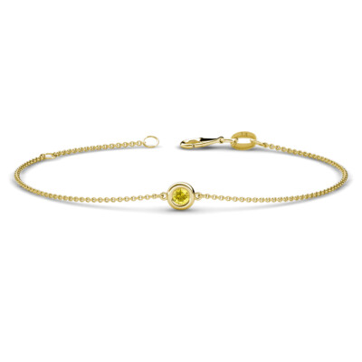 Gelber Saphir 1/10 ct Solitär Station Minimalist Armband 14K Gold JP:181889