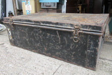 Reclaimed Vintage Metal Officer's Army Travel Trunk Chest  Made in London F&B