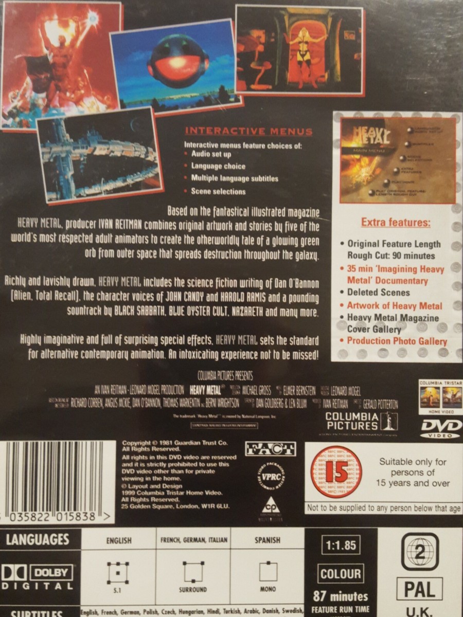 HEAVY METAL CULT DVD IVAN REITMAN ANIMATION RALPH BAKSHI FILM