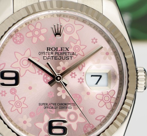 ROLEX 18kt White Gold & SS Datejust Pink Floral Oyster Band 116244 SANT BLANC - Picture 7 of 7