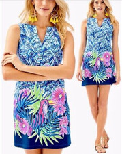 Lilly Pulitzer Harper Shift Bennet Blue Lets Mango - Size L - NEW