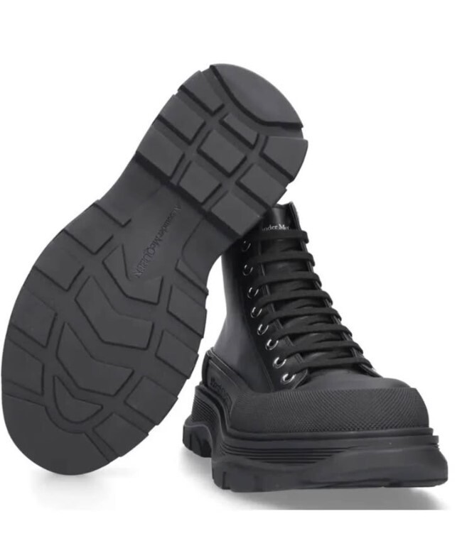 ALEXANDER MCQUEEN Black Tread Slick High Top Boots 7.5 | eBay