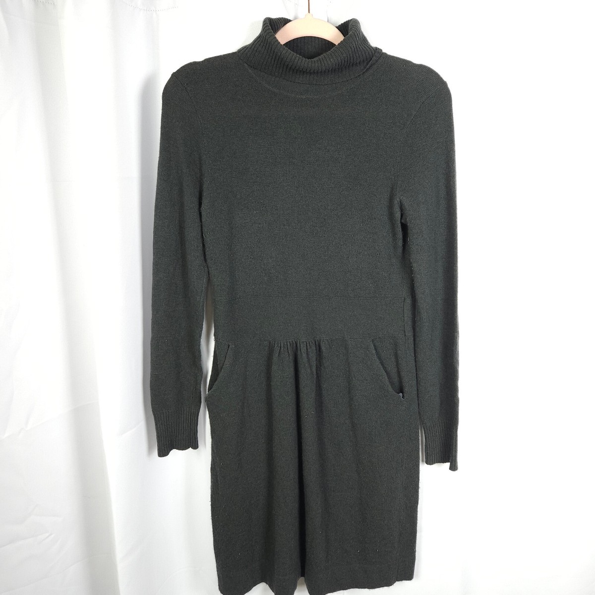 J Crew Gray Wool Cashmere Turtleneck Sweater Dress Womens Small