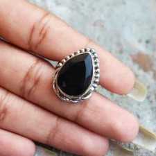 925 Sterling Silver Natural Black Onyx Ring Gemstone Women Jewelry For Her E 90