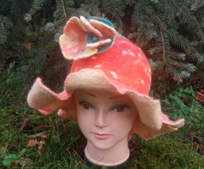 Unique Felted Orange Yellow Bell