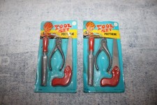 NOS 2 Vintage 1950's Polythene Toy Tool Play Sets Made In Hong Kong