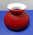 VTG Cased Red Milk Glass Ribbed Student Lamp Shade ~ 6-3/4" Fitter  ~5.5"H x 8"W