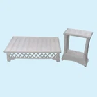 Barbie Dollhouse 1998 Dream House White Wicker Coffee & End Tables Furniture