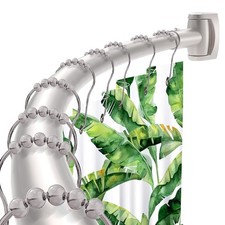 Brushed Nickel Curved Shower Curtain Rod 33-78 Inches Adjustable Splicing Des...