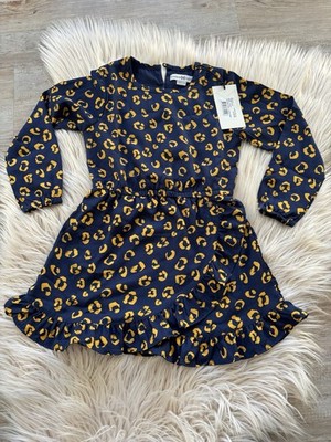 Koko Noko Mädchen Langarm Kleid Leo Print navy gelb Gr. 110 NEU