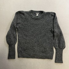 H M Wool Mohair Mock Blend Neck Long Sleeve Knit Pullover Sweater Small Gray